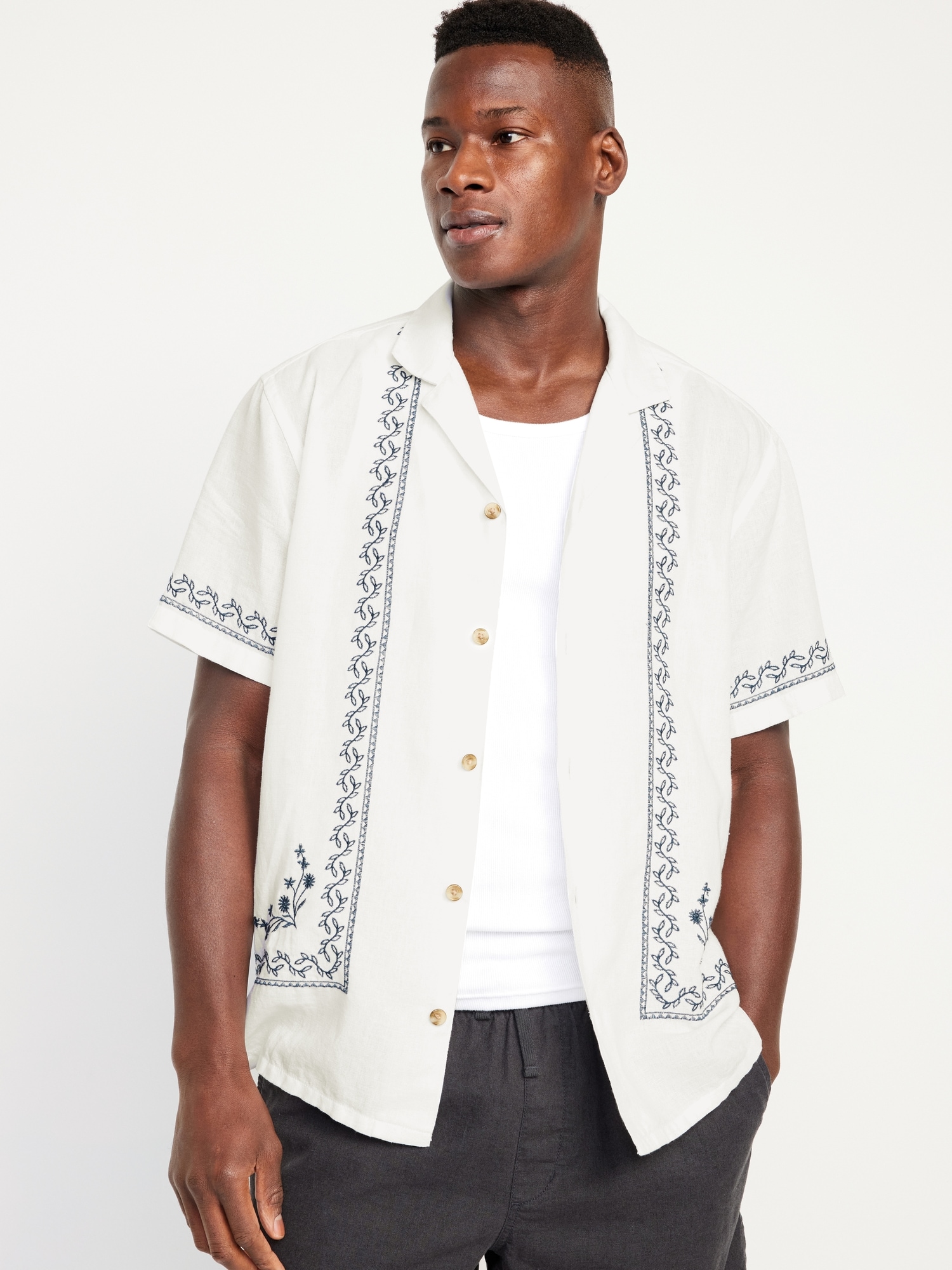 Camp David Chemise à carreaux à manches courtes pour homme avec