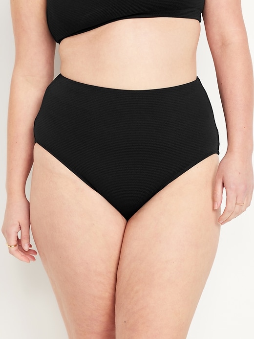 High-Waisted French-Cut Puckered Bikini Swim Bottoms