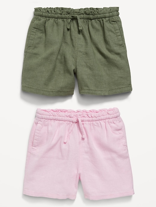 View large product image 2 of 2. Linen-Blend Pull-On Shorts 2-Pack for Toddler Girls