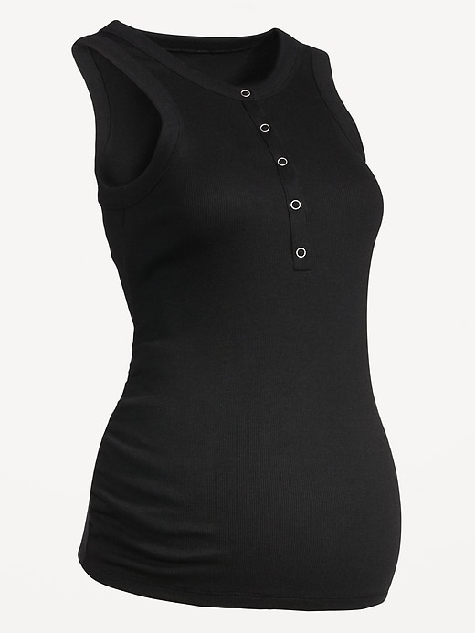 Image number 7 showing, Maternity High-Neck Henley Tank Top