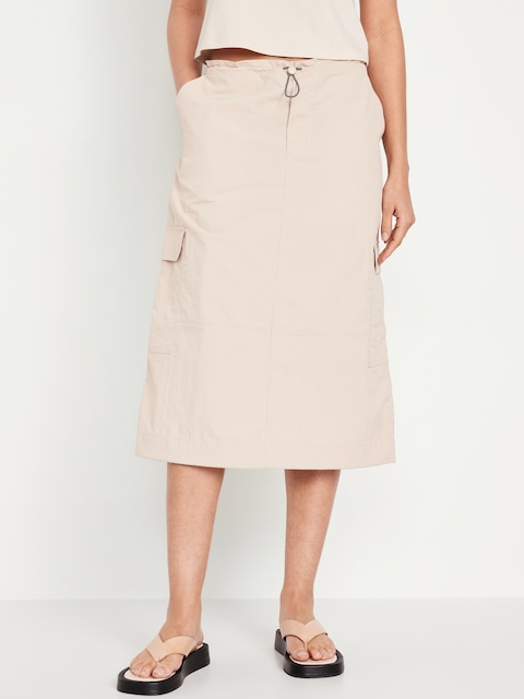 High-Waisted Utility Midi Skirt