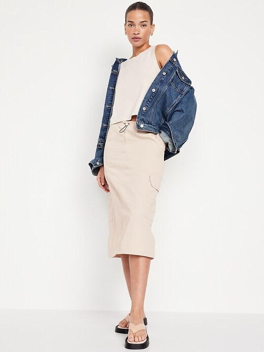 Image number 3 showing, High-Waisted Utility Midi Skirt