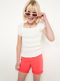 View large product image 3 of 4. French Terry Rolled-Cuff Midi Shorts for Girls