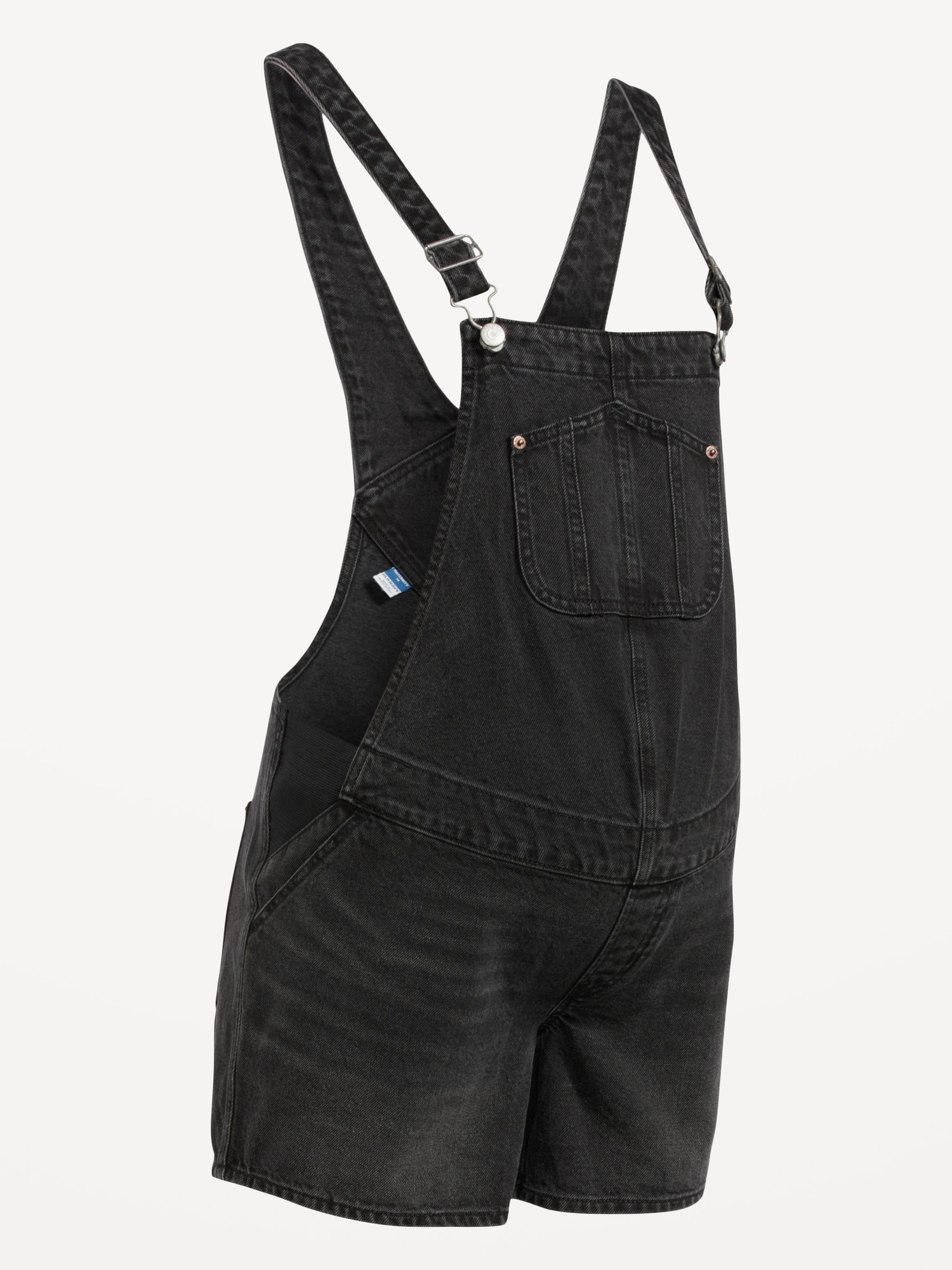 Maternity Side-Panel Slouchy Jean Shortalls -- 5-inch inseam