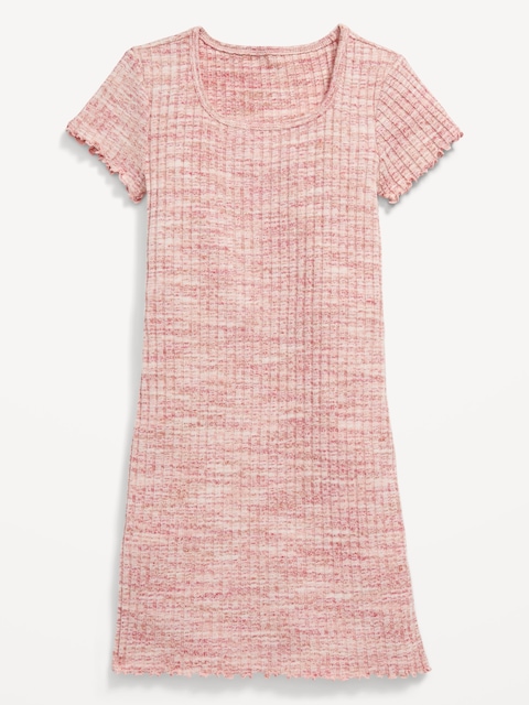 Robe teinte par zone en tricot côtelé à manches courtes pour Fille