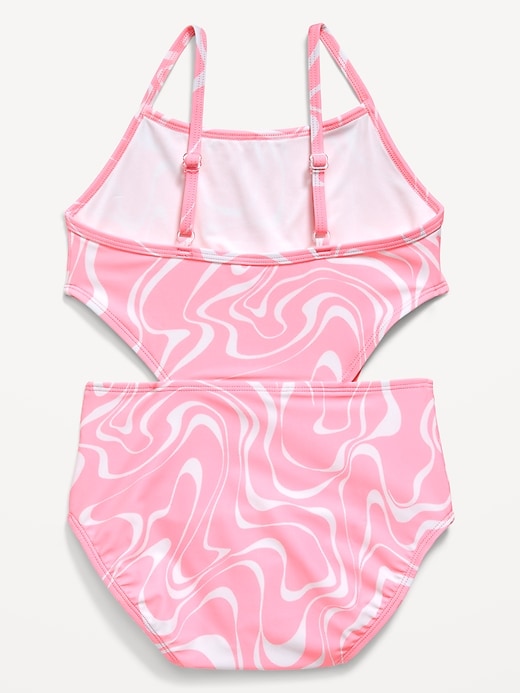 View large product image 2 of 2. Printed Side-Cutout One-Piece Swimsuit for Girls