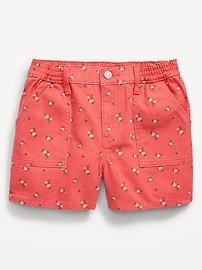 View large product image 4 of 4. Printed Elasticized High-Waisted Utility Jean Shorts for Girls