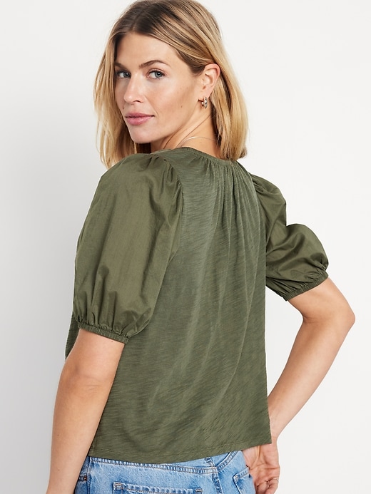 Image number 8 showing, Puff-Sleeve Slub-Knit Top