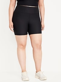 High-Waisted PowerSoft Ribbed Biker Shorts -- 6-inch inseam