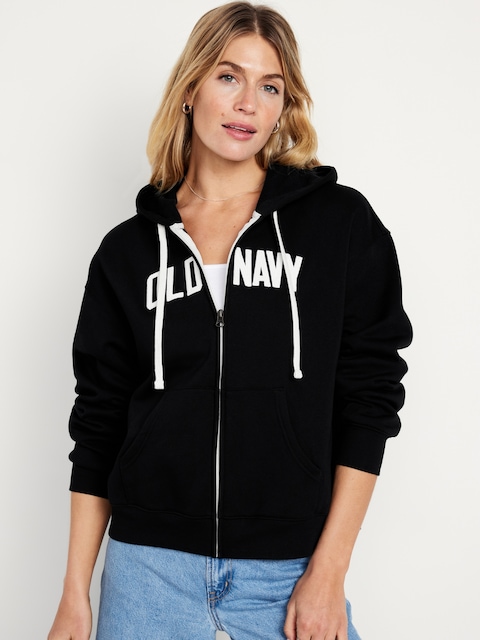 Logo Zip Hoodie Sweatshirt - Black