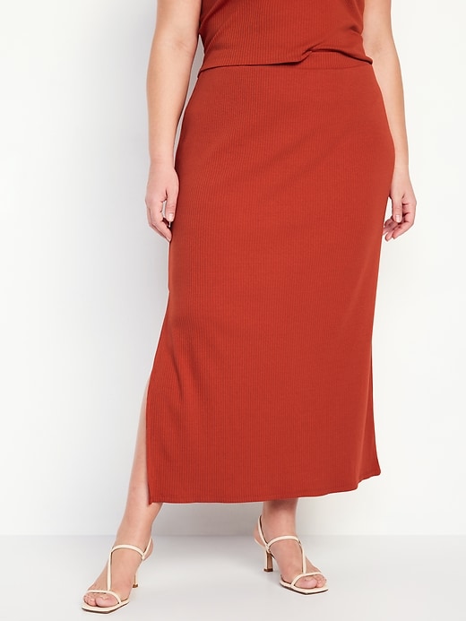 Image number 7 showing, High-Waisted Rib-Knit Maxi Skirt