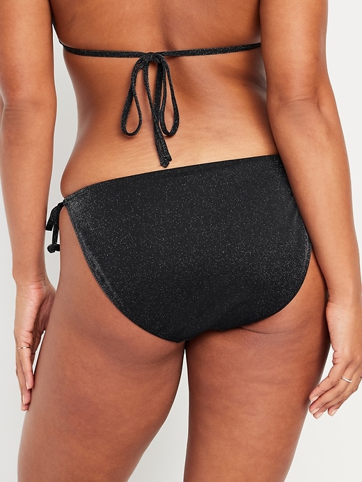 Image number 5 showing, Mid-Rise Side-Tie Shine String Bikini Swim Bottoms