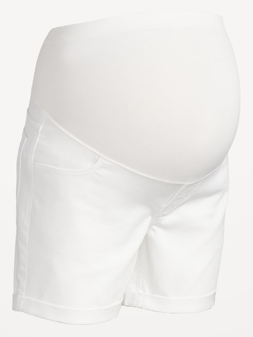 Image number 8 showing, Maternity Full-Panel OG Straight Jean Shorts -- 5-inch inseam