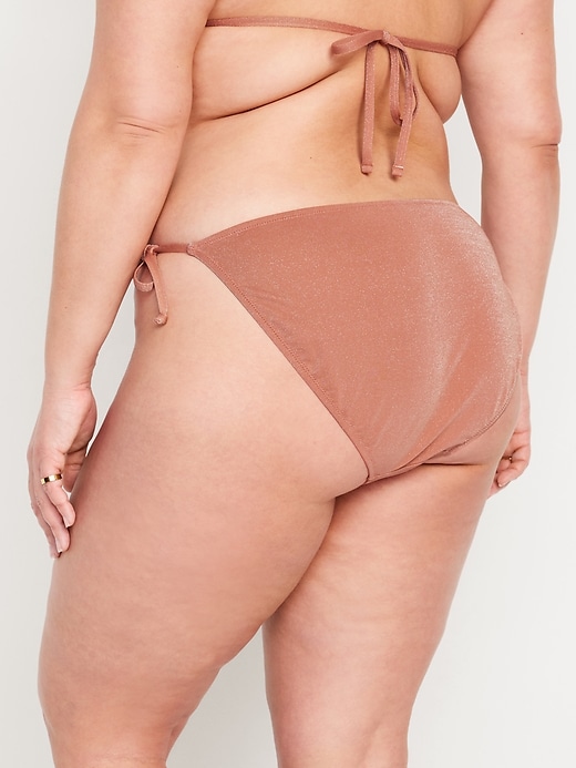 Image number 8 showing, Mid-Rise Side-Tie Shine String Bikini Swim Bottoms