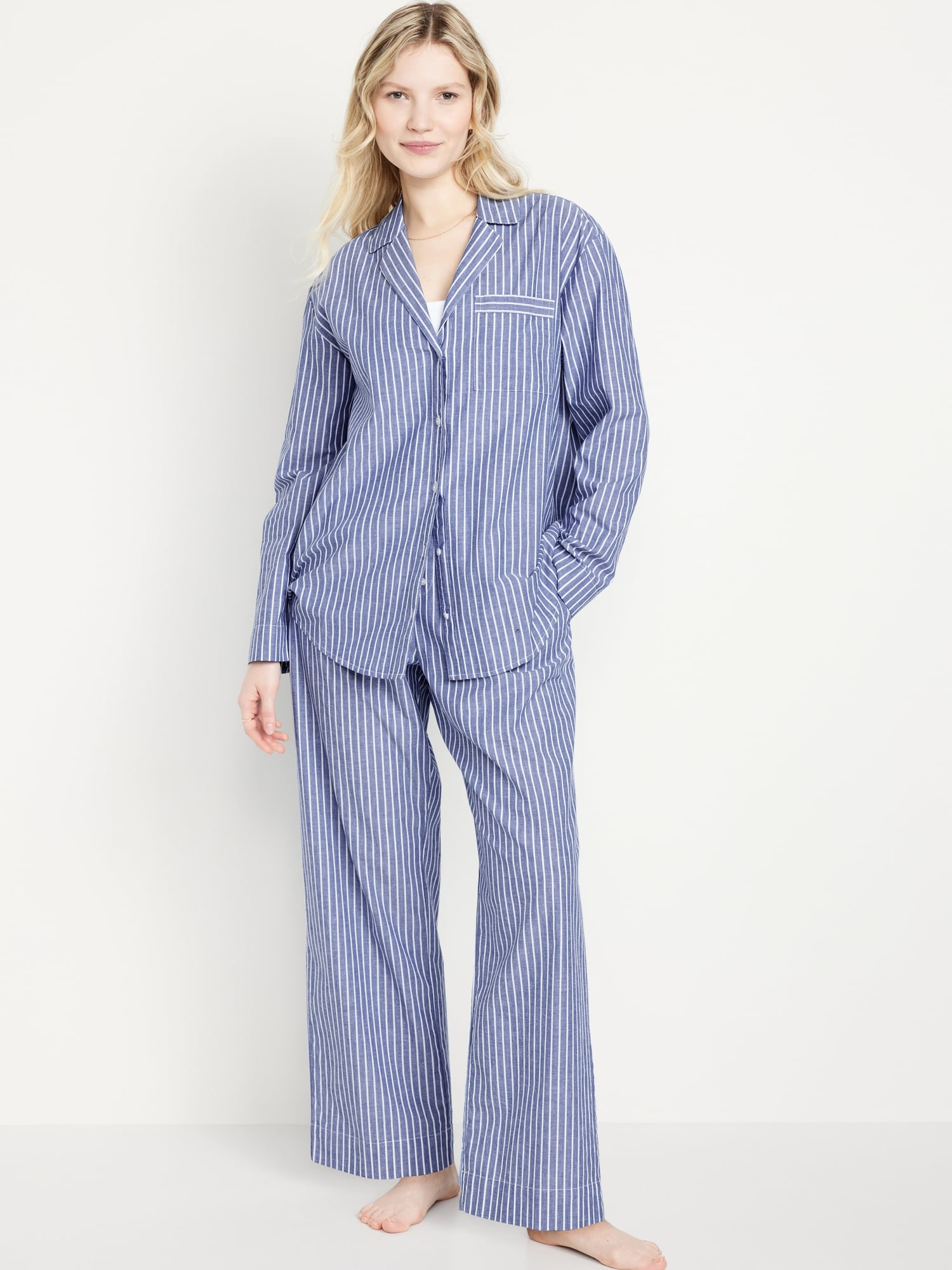 Cotton Poplin Long Sleeve Pajamas - Quinn