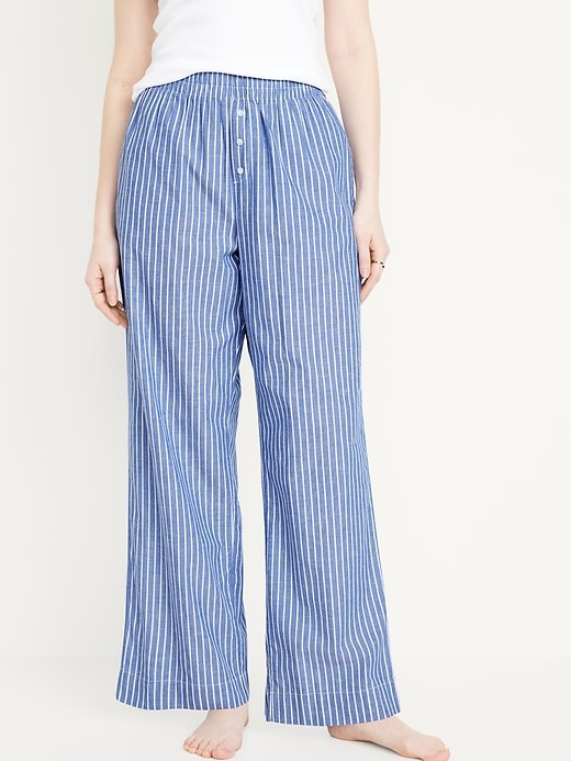 Image number 1 showing, High-Waisted Poplin Pajama Pant