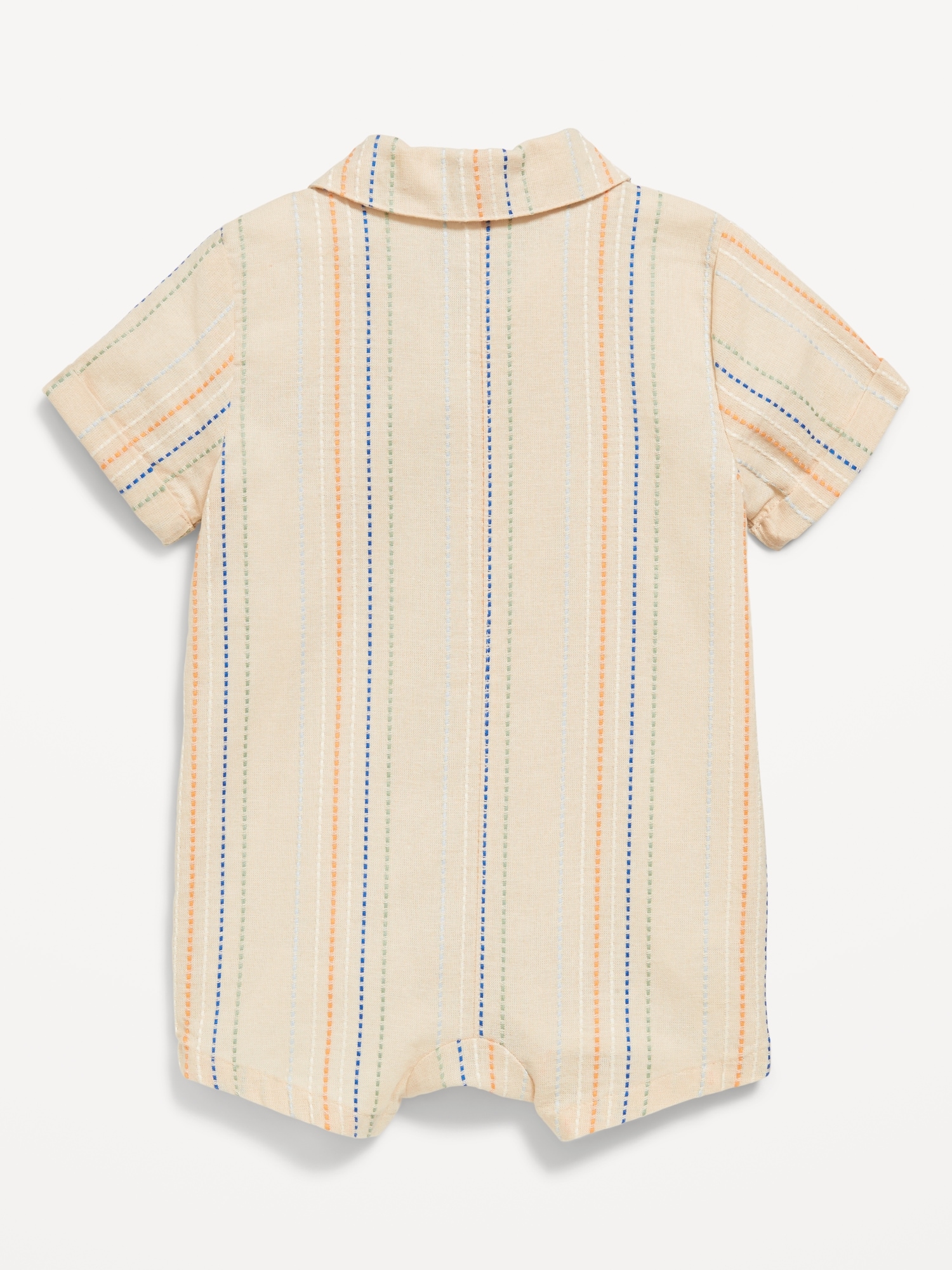 Striped Textured Dobby Pocket Romper for Baby