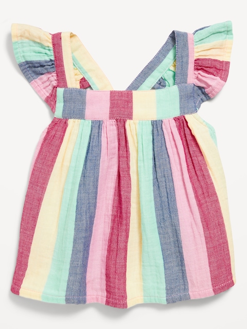 Sleeveless Ruffle-Trim Top for Toddler Girls - Multi Stripe
