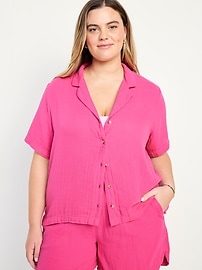 Woman Within Women's Plus Size Short-Sleeve Button Down Seersucker Shirt  Button Down Seersucker Shirt