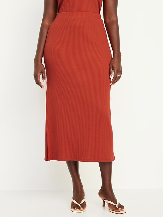 Image number 5 showing, High-Waisted Rib-Knit Maxi Skirt