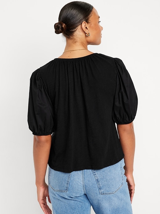 Image number 5 showing, Puff-Sleeve Slub-Knit Top