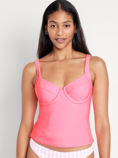 Underwire Tankini Swim Top - Pink