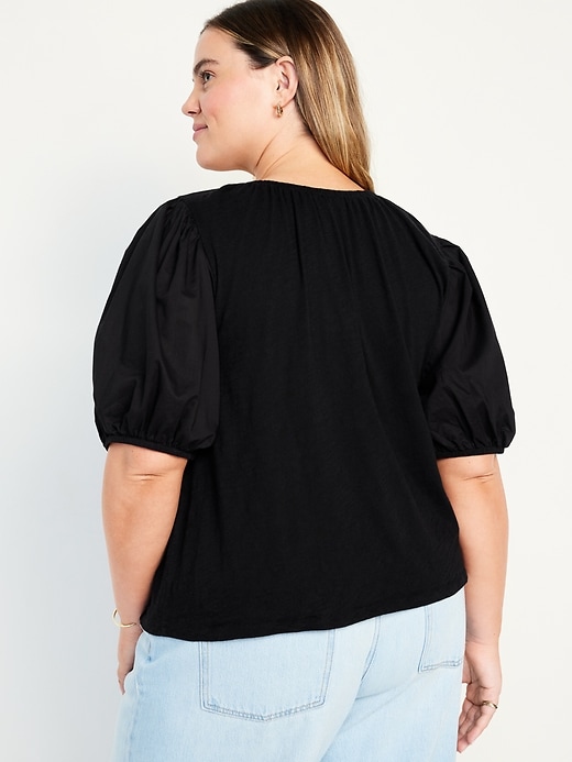 Image number 7 showing, Puff-Sleeve Slub-Knit Top