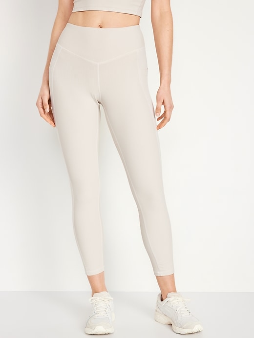 Image number 1 showing, High-Waisted PowerSoft Ribbed 7/8 Leggings