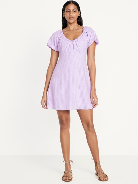 Flutter-Sleeve Mini Swing Dress