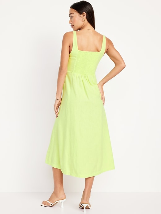 old navy fit & flare linen-blend midi dress reviews Old Navy's Fit and Flare