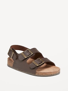Faux-Leather Buckled Strap Sandals for Toddler Boys