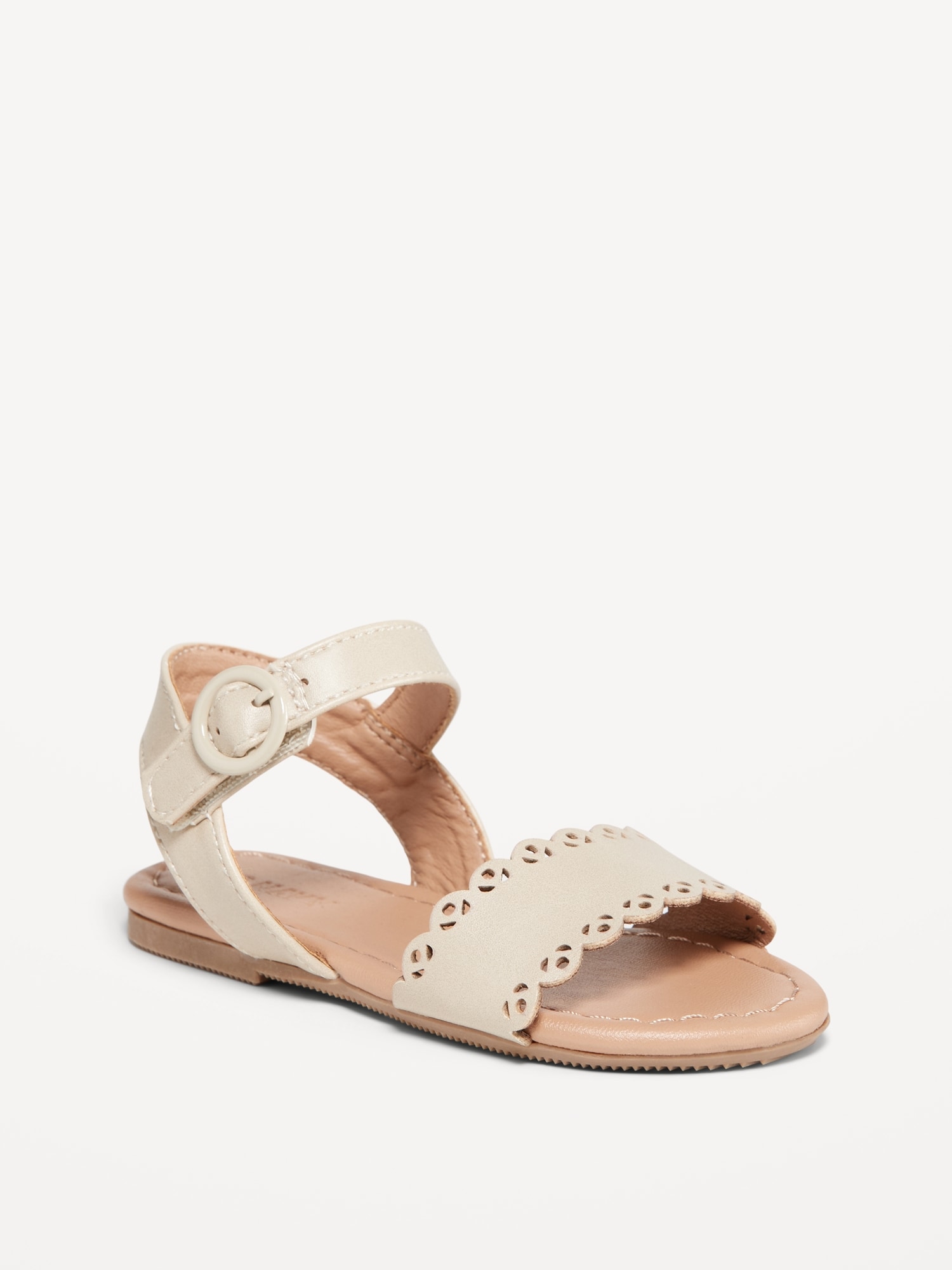 Faux-Leather Scallop-Trim Sandals for Toddler Girls