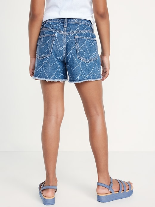 View large product image 2 of 4. Printed High-Waisted Frayed-Hem Jean Shorts for Girls