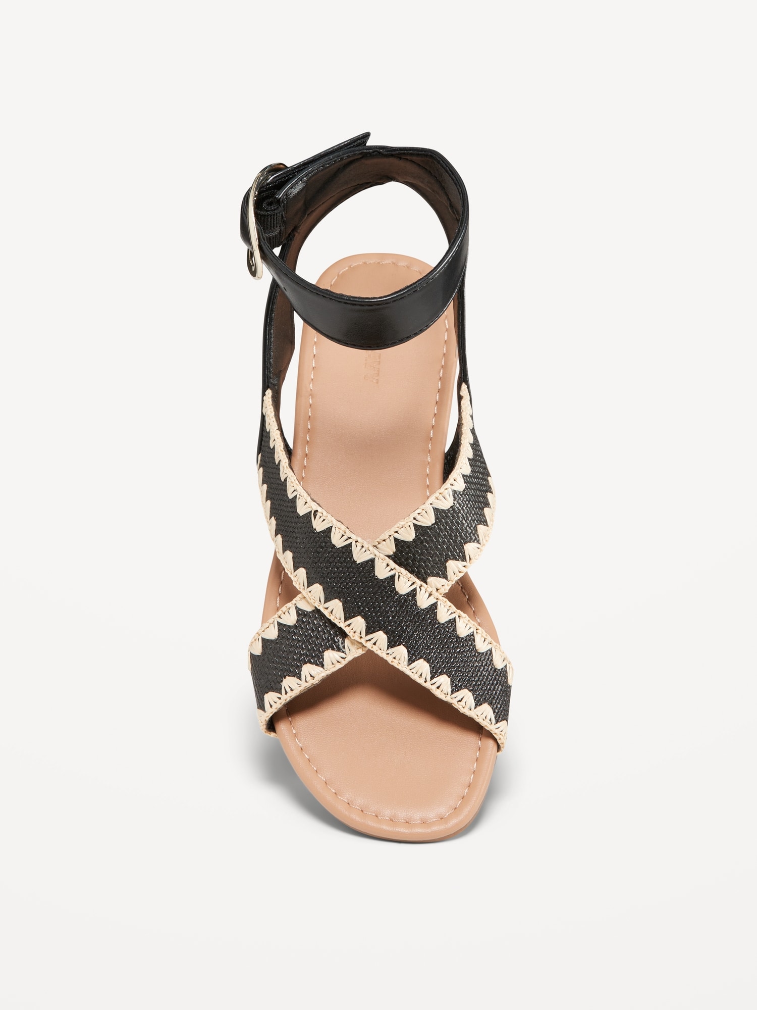 Faux-Leather Cross-Strap Buckle Sandals