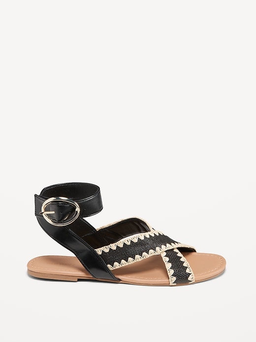 Image number 7 showing, Faux-Leather Cross-Strap Buckle Sandals