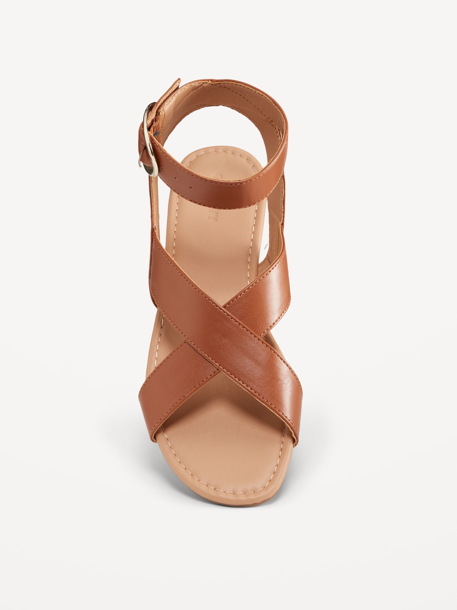 Faux-Leather Cross-Strap Buckle Sandals