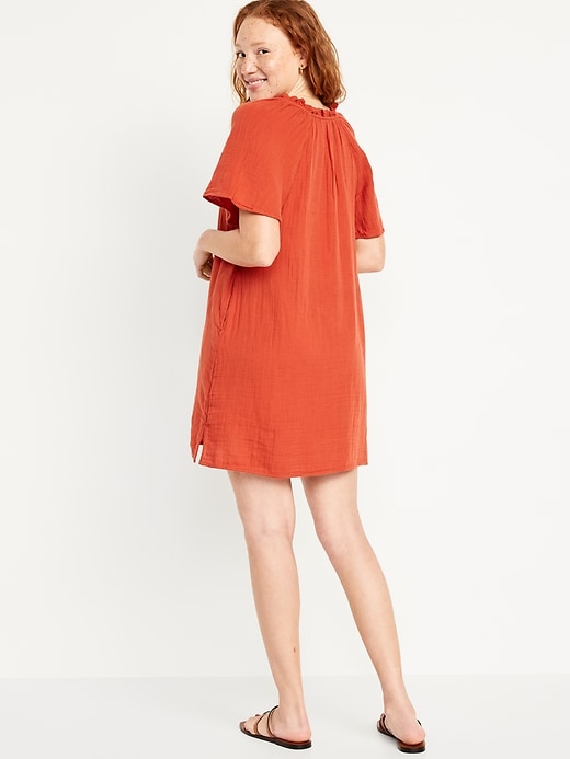 Image number 2 showing, Crinkle Gauze Mini Swing Dress