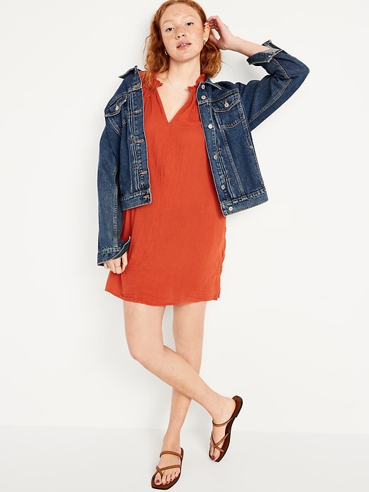 Image number 3 showing, Crinkle Gauze Mini Swing Dress