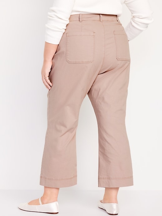 Image number 8 showing, High-Waisted Crop Chino Wide-Leg Pants