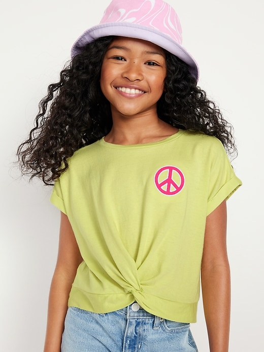 View large product image 1 of 3. Printed Short-Sleeve Twist-Front T-Shirt for Girls