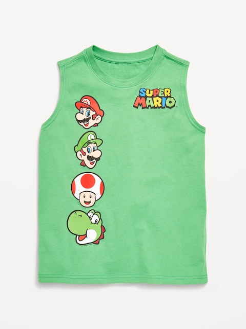 Super Mario™ Gender-Neutral Graphic Tank Top for Kids - Bright Green