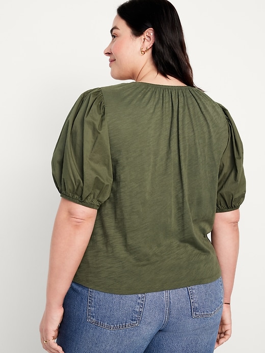 Image number 8 showing, Puff-Sleeve Slub-Knit Top