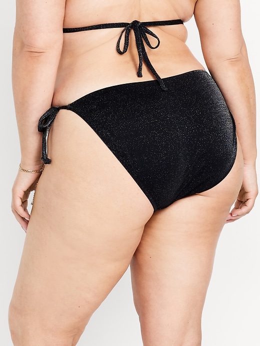 Image number 7 showing, Mid-Rise Side-Tie Shine String Bikini Swim Bottoms