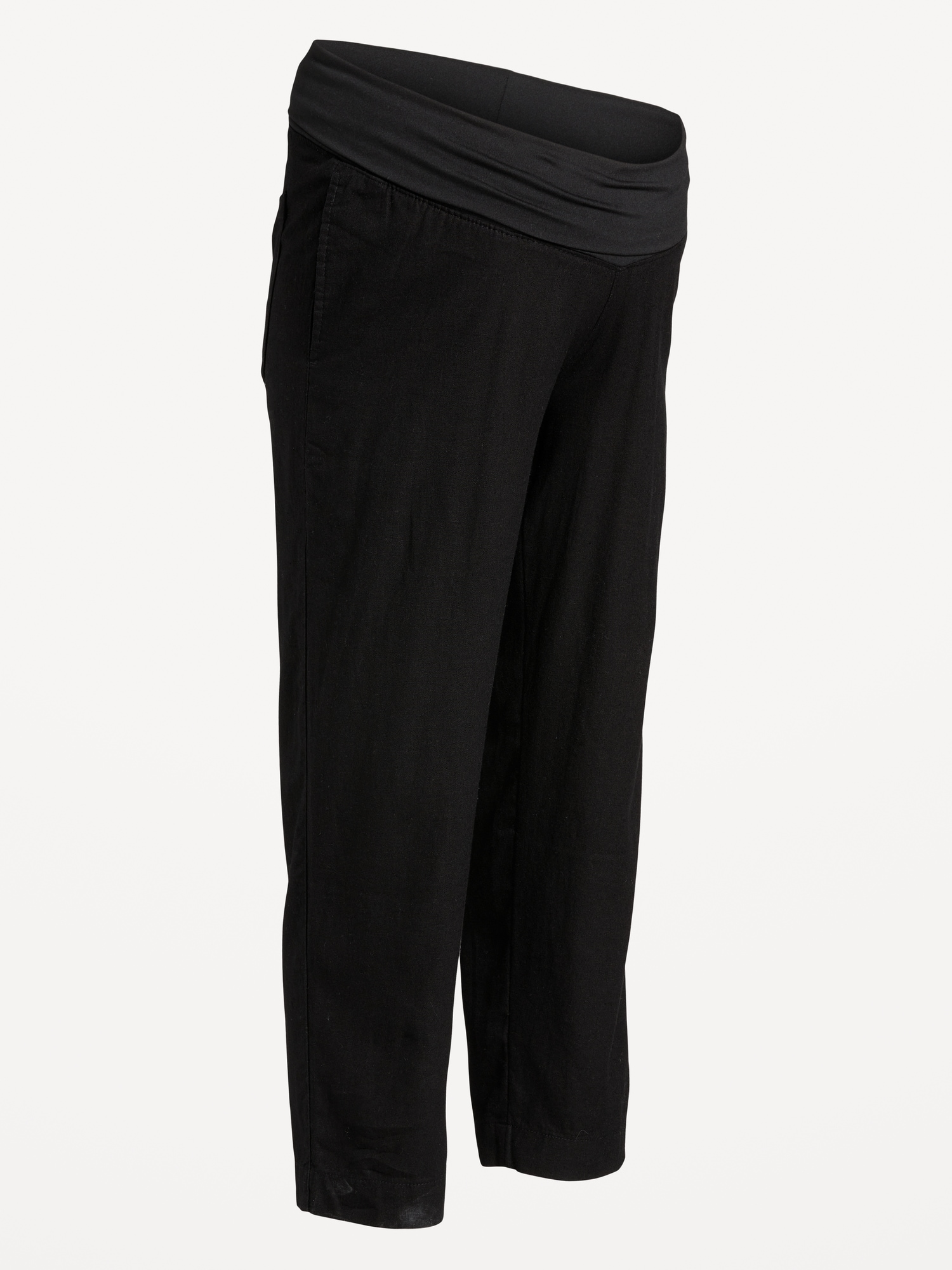 Maternity Rollover-Waist Linen Blend Pant