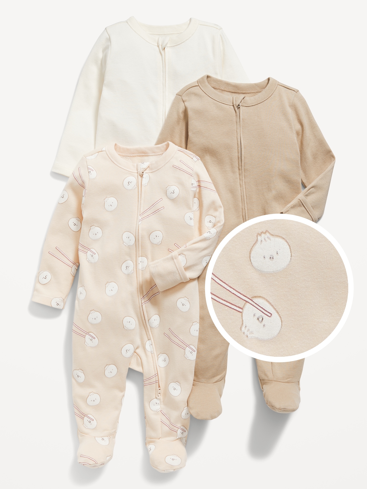 Unisex 2 Way Zip Sleep Play Footed One Piece 3 Pack for Baby Old Navy