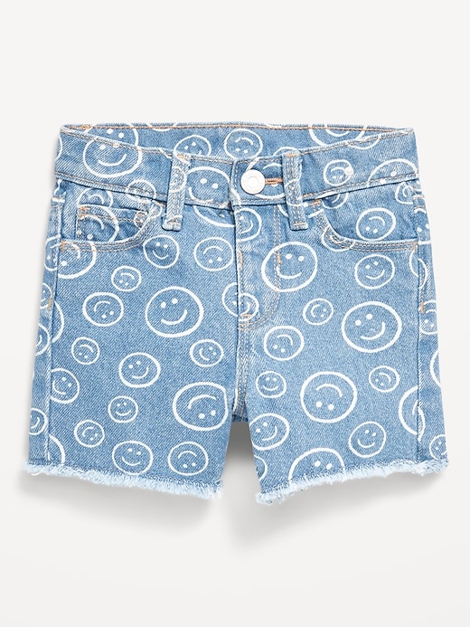 Voir une image plus grande du produit 1 de 2. Short en denim à taille haute à ourlet effiloché et à imprimé pour Toute-petite