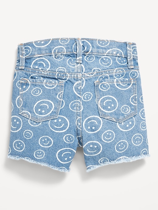 Voir une image plus grande du produit 2 de 2. Short en denim à taille haute à ourlet effiloché et à imprimé pour Toute-petite