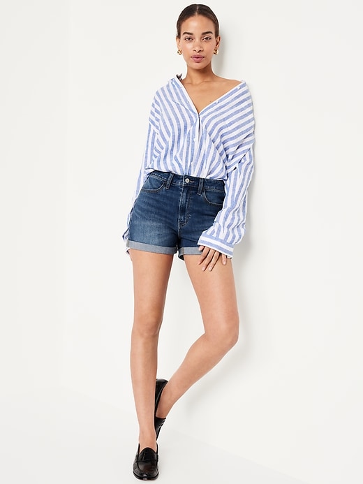 Image number 3 showing, High-Waisted Wow Jean Shorts -- 3-inch inseam