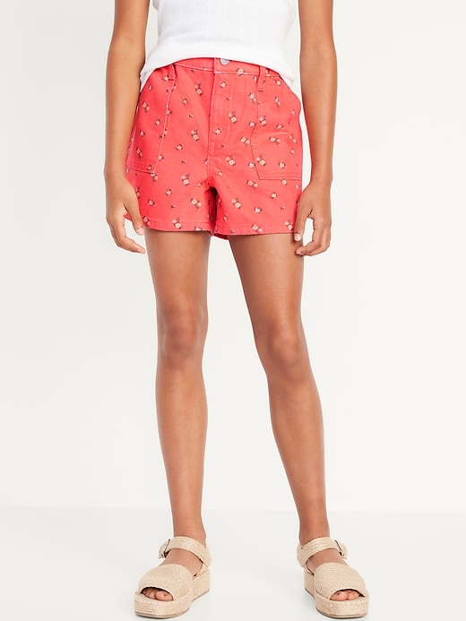 View large product image 1 of 4. Printed Elasticized High-Waisted Utility Jean Shorts for Girls