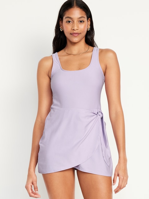 Matte Side-Tie Swim Dress